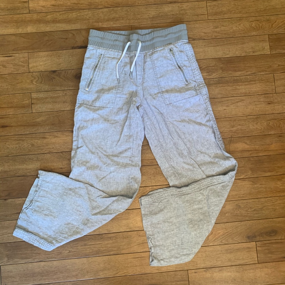 Athleta, Gray Cabo Linen Wide Leg Pants, Size 4
